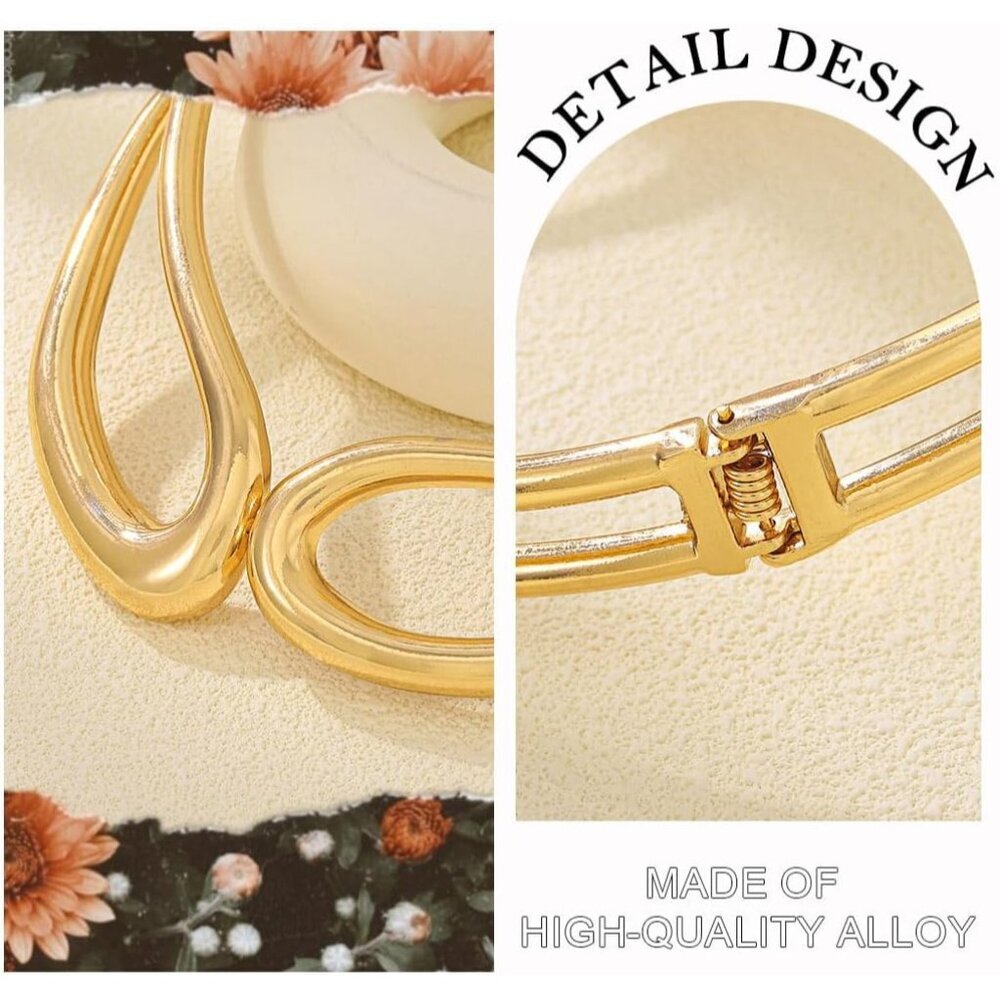 Elegant chunky gold alloy statement choker collar necklace for women - Picture 5 of 6